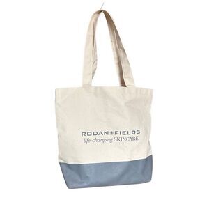 Rodan + Fields Shoulder Tote Bag Cream and Grey Canvas